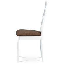 Jídelní židle BC-2603 WT masiv buk, barva bílá, látka hnědá