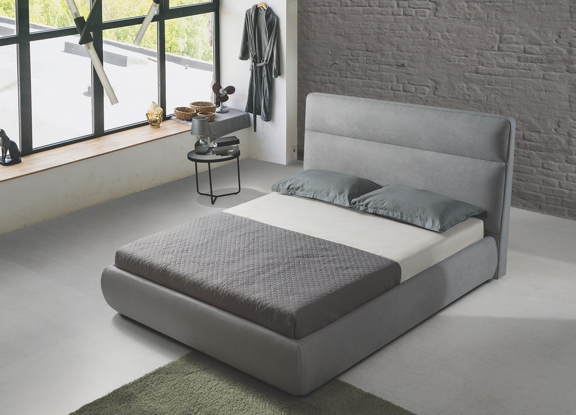 Čalouněná postel GAMBARIE 160x200 cm, látka šedá