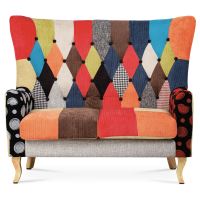 Dvoumístná pohovka AK-100 PW2 látka patchwork vícebarevná (2)