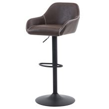 Barová židle AUB-716 BR3 látka hnědá v imitaci vintage kůže, kov černý lak mat