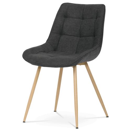 Jídelní židle CT-394 BK2 látka černá, kov 3D dekor dub