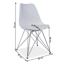Jídelní židle METAL 2 NEW plast a ekokůže bílá, podnož kov chrom