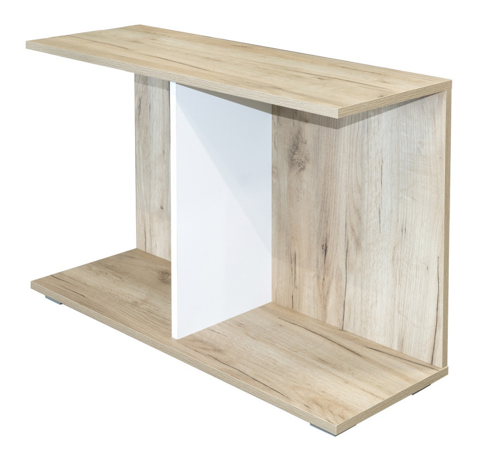 Odkládací příruční stolek LAIT 85x30 cm, dub kraft šedý a matná bílá
