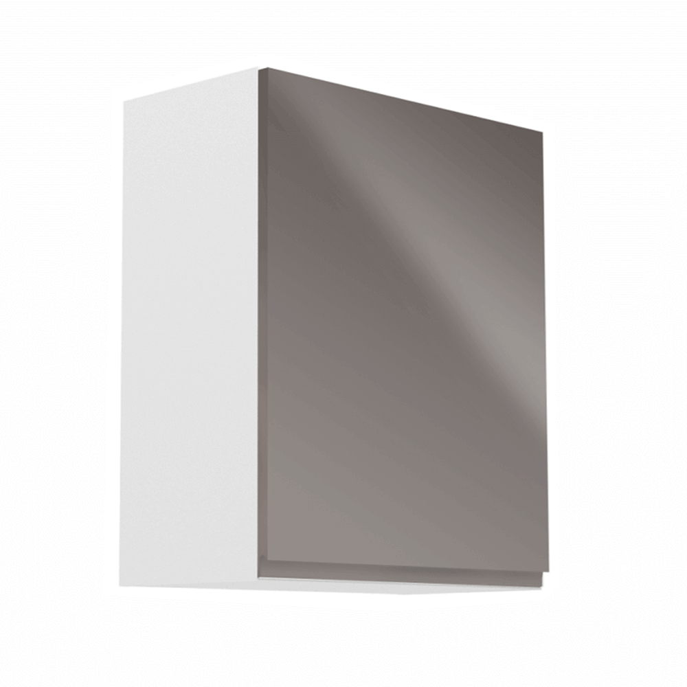 Horní skříňka, bílá / šedý extra vysoký lesk, pravá, AURORA G601F