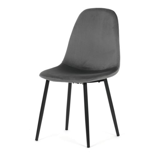 Jídelní židle CT-V2971 GREY4 sametová látka šedá, kov černý matný lak