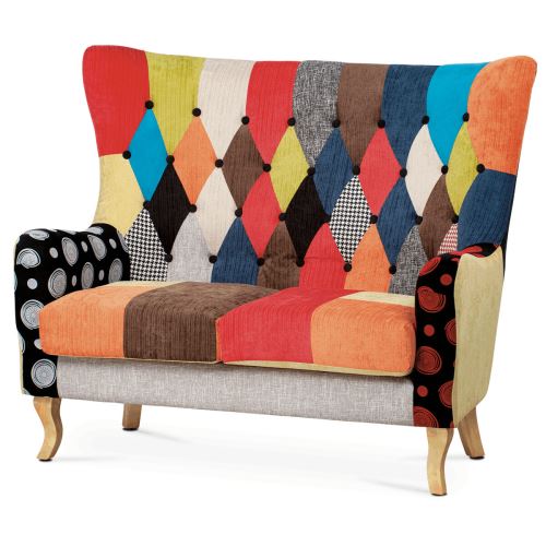 Dvoumístná pohovka AK-100 PW2 látka patchwork vícebarevná
