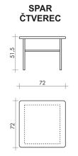Konferenční stolek SPAR čtverec 72x72 cm, masiv a dýha buk, český výrobek