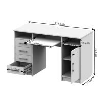PC stůl B9 NEW 123,5 cm, matná bílá (2)