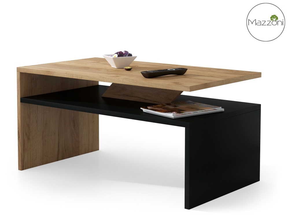 Konferenční stolek PRIMA 90x50 cm, dub kraft zlatý a matná černá
