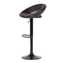 Barová židle AUB-822 BR4 sametová látka hnědá, kov černý lak mat