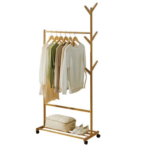 Pojízdný věšák VIKIR typ 2, šířka 80 cm, bambus