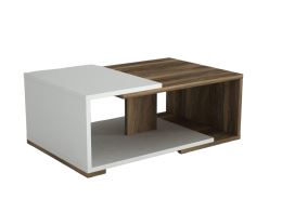 Konferenční stolek MOLONG 70x35 cm, matná bílá a vlašský ořech