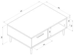 Konferenční stolek MEBAR 90x60 cm, lamino dezén sapphire a matná černá