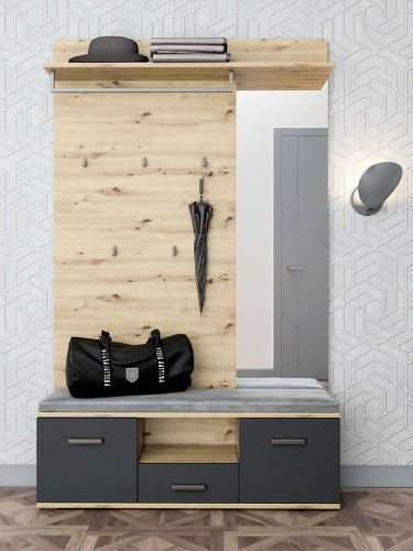 Předsíňová sestava TANGER 130 cm, dub artisan a antracit