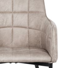 Jídelní židle AC-9990 LAN3 látka lanýžová v dekoru vintage kůže, kov černý lak mat