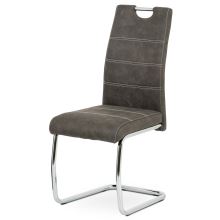 Jídelní židle HC-483 GREY3 látka Cowboy antracit, bílé prošití, kov chrom
