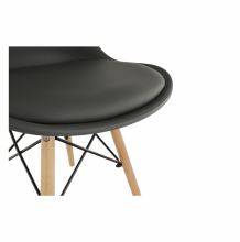 Jídelní židle KEMAL plast a ekokůže tmavě šedá, buk, kov černý