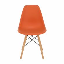 Jídelní židle CINKLA 3, plast oranžový, podnož buk, kov černý