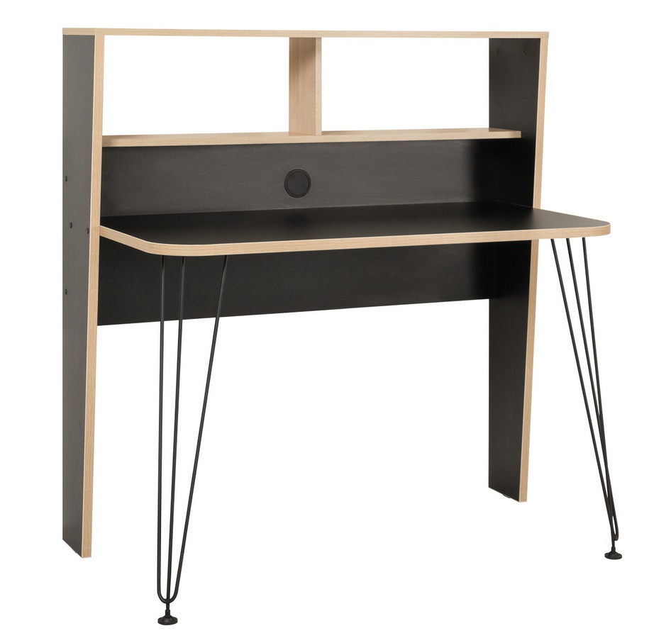 Pracovní stůl BRAYDEN typ 3 12.67, šíře 115 cm, matná černá a dub sonoma