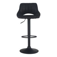 Barová židle LORASA látka černá s efektem broušené kůže, kov černý