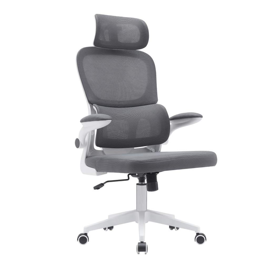 Kancelářská židle RENARD síťovina a látka tmavě šedá, plast bílý