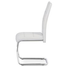 Jídelní židle HC-481 WT ekokůže bílá, černé prošití, kov chrom