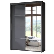 Skříň s posuvnými dveřmi a zrcadlem KAIPO 150 cm, šedá