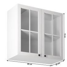 Horní dvoudveřová skříňka se sklem G80, bílá / sosna andersen, PROVANCE