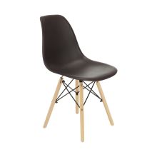 Jídelní židle CINKLA 3 new, plast tmavě hnědý, podnož buk, kov černý