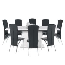 Jídelní stůl KORINTOS rozkládací 160-200x90 cm, bílá vysoký lesk HG