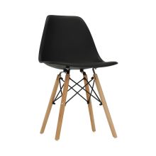 Jídelní židle CINKLA 3, plast černý, podnož buk, kov černý