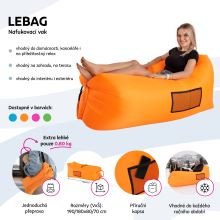 Nafukovací sedací vak, lazy bag LEBAG nylon oranžový