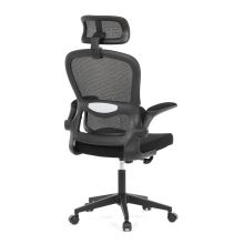 Kancelářská židle s podhlavníkem KA-E530 BK síťovina a látka černá, plast černý