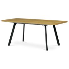 Rozkládací jídelní stůl HT-780 OAK, 140+40x85 cm, MDF fólie 3D dekor divoký dub, kov černý lak mat