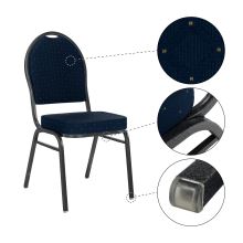 Židle JEFF 3 NEW stohovatelná, látka modrá, šedý kladívkový rám
