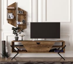 Televizní stolek s policemi POZANTI 140 cm, lamino dezén lydia