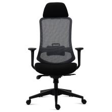 Kancelářská židle s podhlavníkem KA-V322 BK látka a síťovina černá, 4D područky