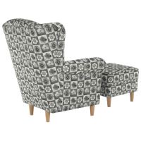 Křeslo ušák ASTRID s taburetem, látka patchwork N1 (12)