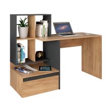 PC stůl EROSS new 145 cm, dub craft zlatý a grafit