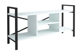 Televizní stolek KEPLER 120x35 cm, matná bílá, kov černý matný lak