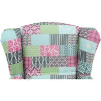 Křeslo ušák CHARLOT látka patchwork M1 (8)
