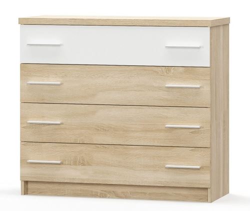 Komoda 4S MARKOS 103 cm, dub sonoma a matná bílá