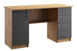 Pracovní stůl OFFICE KIT typ 3, š.135 cm, dub apalačský a šedá, pravý