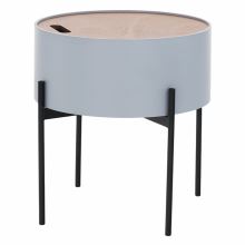 Příruční stolek MOSAI MDF šedá a přírodní, kov černý lak