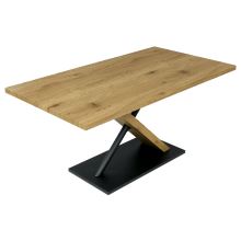 Jídelní stůl AT-3018 OAK, 160x90 cm, MDF laminovaná dub, kov černý matný lak