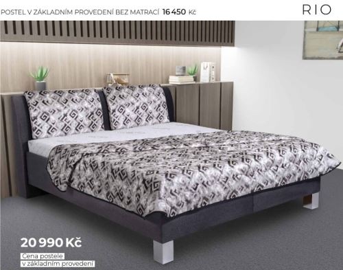 Čalouněná postel RIO 160 nebo 180x200 cm, český výrobek