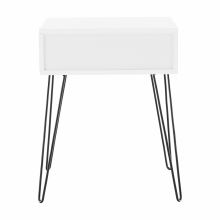 Příruční - noční stolek HONEJ MDF barva bílý mat, kov černý lak