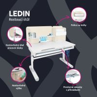 Rostoucí psací stůl, natural/bílá, LEDIN (1)