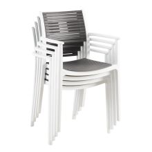 Stohovatelná židle s područkami HERTA plast bílý a šedý