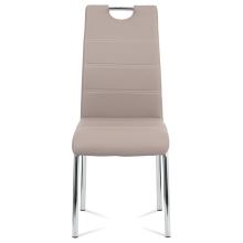 Jídelní židle HC-484 LAN ekokůže lanýžová, bílé prošití, podnož kov chrom